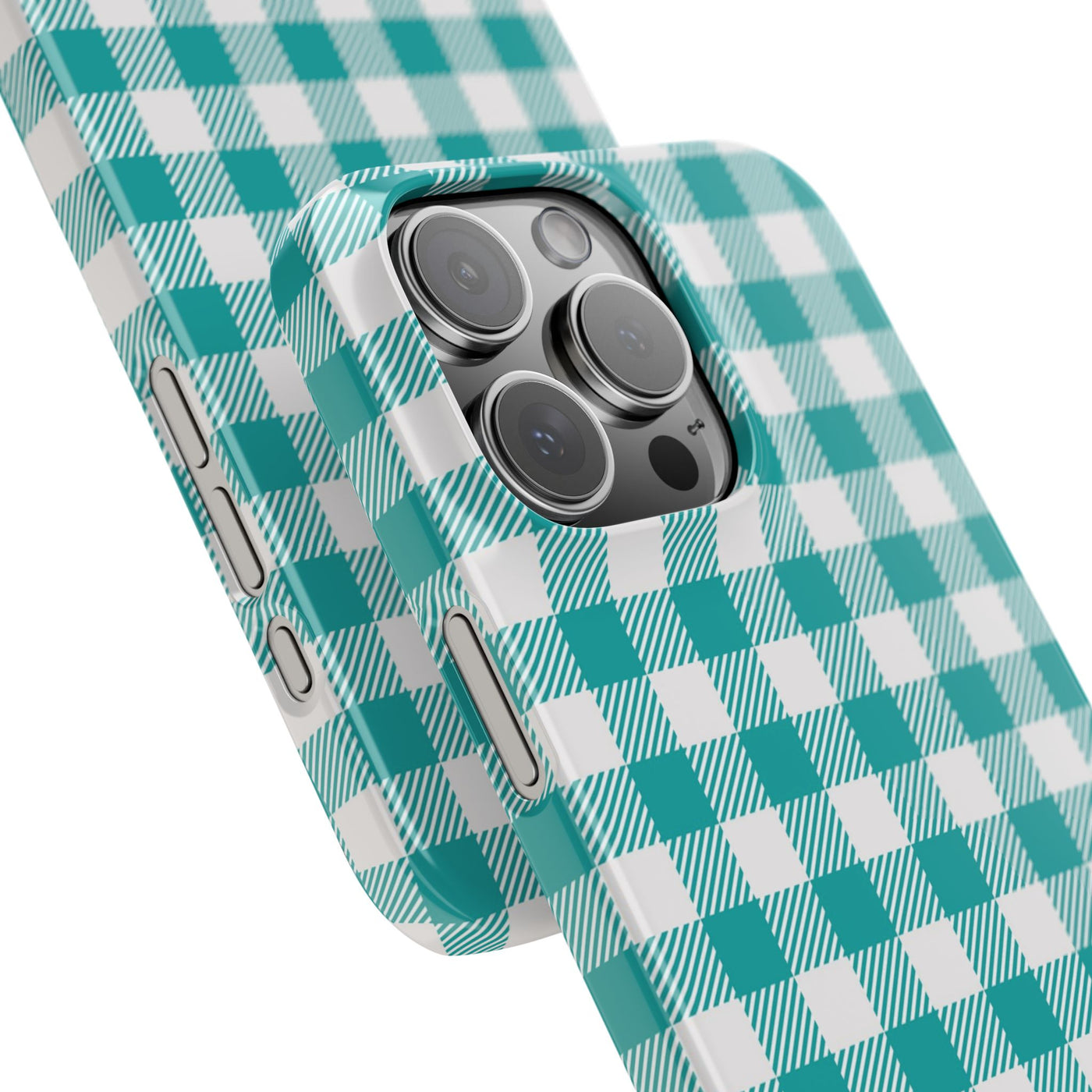 Slim Turquoise Gingham Gift for Her Cute Phone Cases for Iphone 16 Pro Max | iPhone 15 Case | iPhone 15 Pro Max Case, Iphone 14, 13, 12, 11, 10, 8, 7