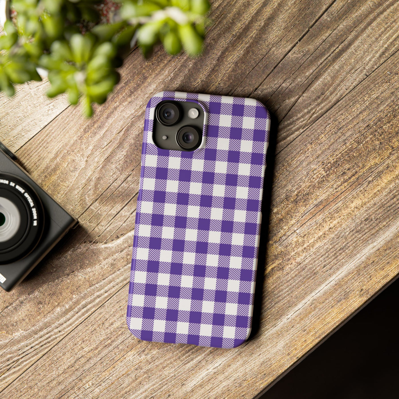 Slim Purple Gingham Gift for Her Cute Phone Cases for Iphone 16 Pro Max | iPhone 15 Case | iPhone 15 Pro Max Case, Iphone 14, 13, 12, 11, 10, 8, 7