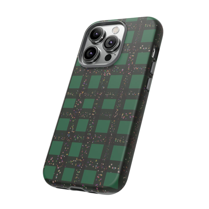 Cute IPhone Case | iPhone 15 Case | iPhone 15 Pro Max Case, Iphone 14 Case, Iphone 14 Pro Max Case IPhone Case for Art Lovers, Green Festive Plaid - Studio40ParkLane