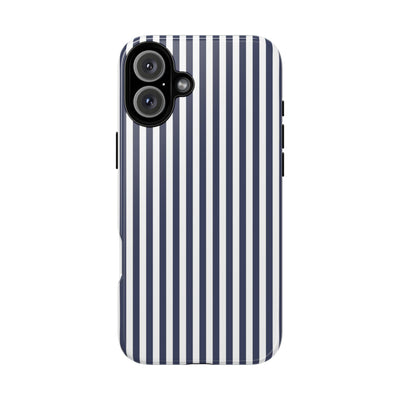 Tough Premium Navy Blue Stripes Phone Case Gift for Her - For Apple iPhone 16 Pro Max 16e iPhone 15 Pro iPhone Iphone 14 Plus 13 Pro 12 SE XR - Studio40ParkLane