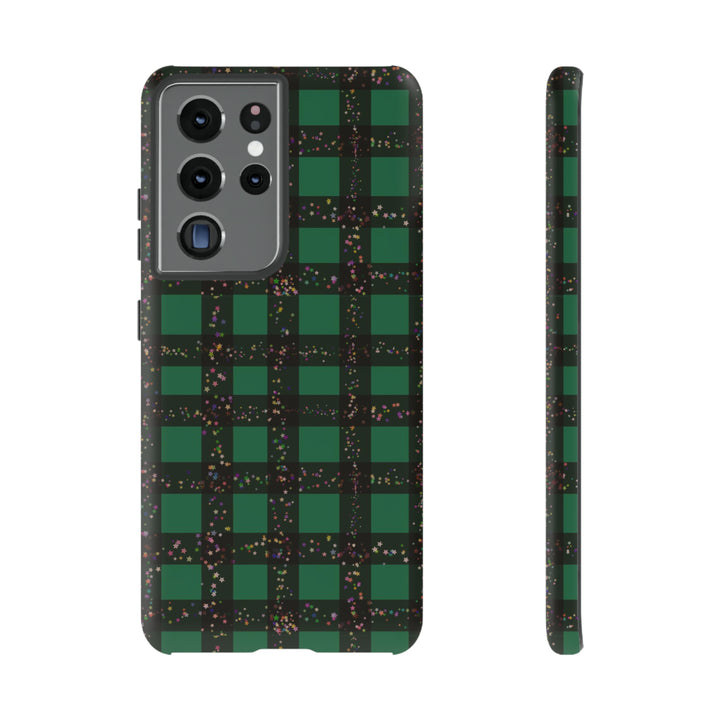 Cute Samsung Phone Cases, Designer Samsung Galaxy S23 Phone Case, Samsung S22 Case, Samsung S21 Case, Samsung S20 Case, Green Festive Plaid - Studio40ParkLane