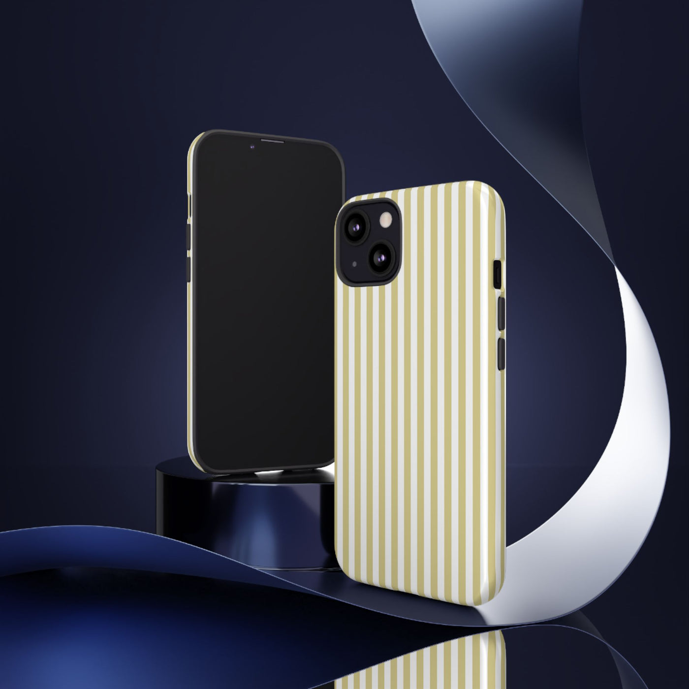 Tough Premium Soft Yellow Stripes Phone Case Gift for Her - For Apple iPhone 16 Pro Max 16e iPhone 15 Pro iPhone Iphone 14 Plus 13 Pro 12 SE XR - Studio40ParkLane