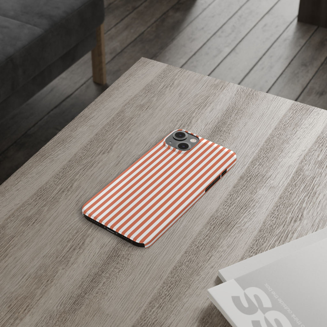 Slim Red Winter Peach Striped Cute Phone Case for Iphone 16 - | iPhone 15 Pro Max Case | iPhone 14 Case 13 12 11 10 9 8 7 X XS Gift for Her