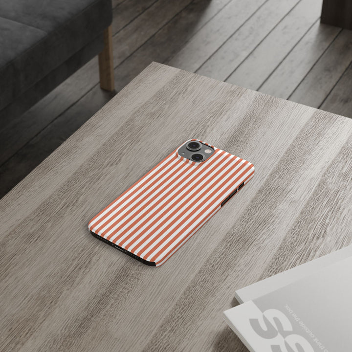 Slim Red Winter Peach Striped Cute Phone Case for Iphone 16 - | iPhone 15 Pro Max Case | iPhone 14 Case 13 12 11 10 9 8 7 X XS Gift for Her