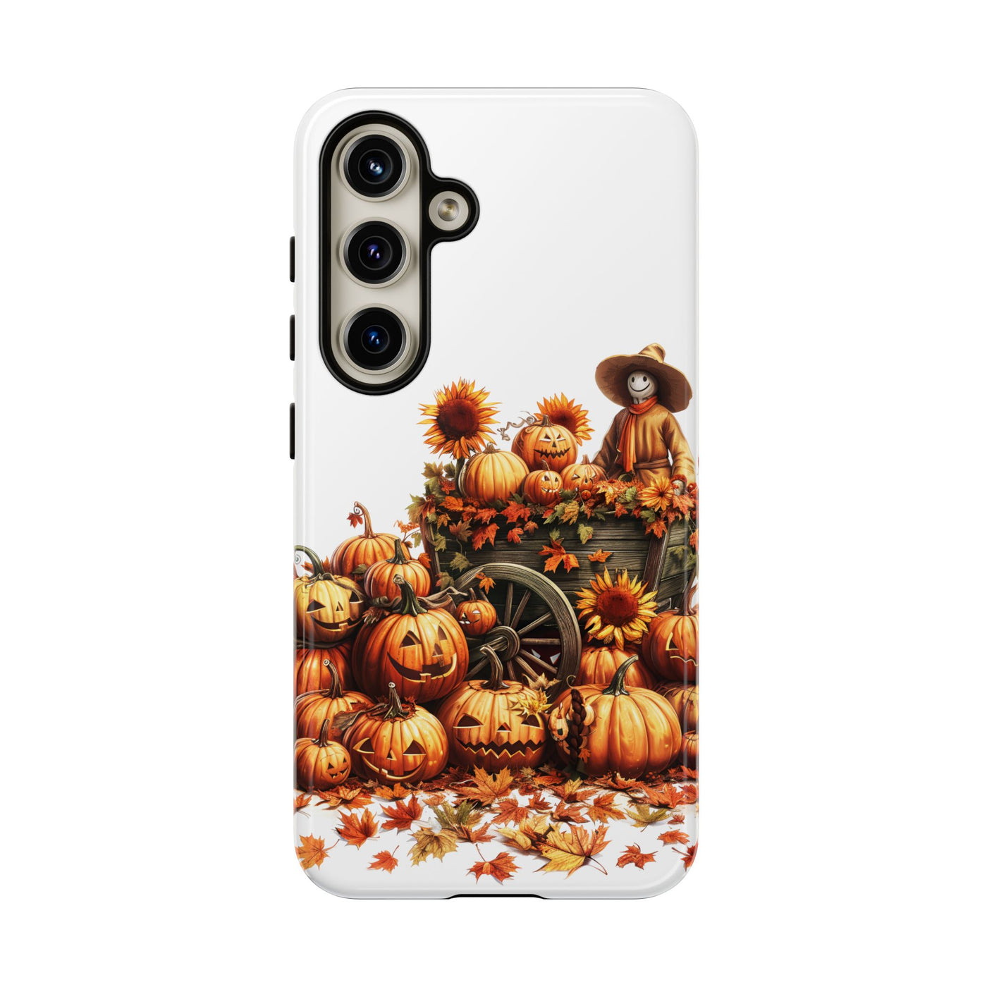 Impact Resistant, Fall Leaves Scarecrow, Cute Phone Cases for Samsung S24, S23, S22, S21, IPhone 15 pro Iphone 14 pro Iphone 13 IPhone 12 Iphone 11