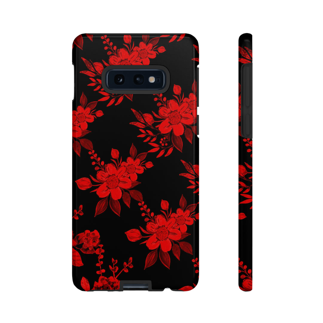 Cute Samsung Phone Case | Aesthetic Samsung Phone Case | Galaxy S23, S22, S21, S20 | Red Black Flowers, Protective Phone Case - Studio40ParkLane