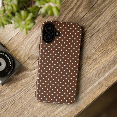 Aesthetic Tough Mocha Brown Polka Dots Premium Phone Case - For iPhone 17 Pro Max iPhone 16 Pro iPhone 15 Iphone 14 Plus 13 Pro 12 11 10 - Studio40ParkLane