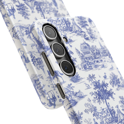 Snap Blue Vintage French Toile Cute Phone Cases for Samsung Galaxy S24, S23, S22, S21, S20, Plus, Ultra, Iphone 16, 15, 14, Pro and Max