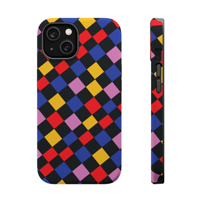 Aesthetic Colorful Checkerboard Tough Magsafe Phone Case - For iPhone 17 Pro Max iPhone 16 Pro iPhone 15 Iphone 14 Plus 13 Pro 12 11 Gift - Studio40ParkLane