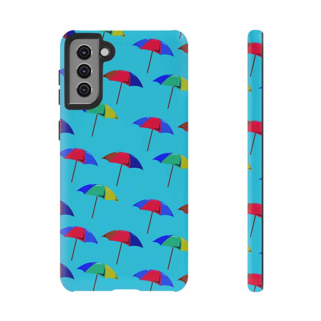 Cute Samsung Phone Case | Aesthetic Samsung Phone Case | Galaxy S23, S22, S21, S20 | Colorful Beach Parasols Blue, Protective Phone Case - Studio40ParkLane