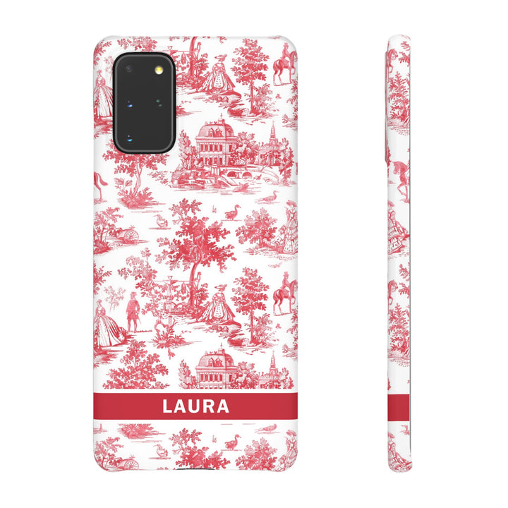 Snap French Toile Personalized Initial Custom Gift for Her Cute Phone Cases for Samsung S24, S23, S22, S21, S20, Plus and Ultra and Iphone, 16, 15, 14, 13, 12, 11. 10 - Studio40ParkLane
