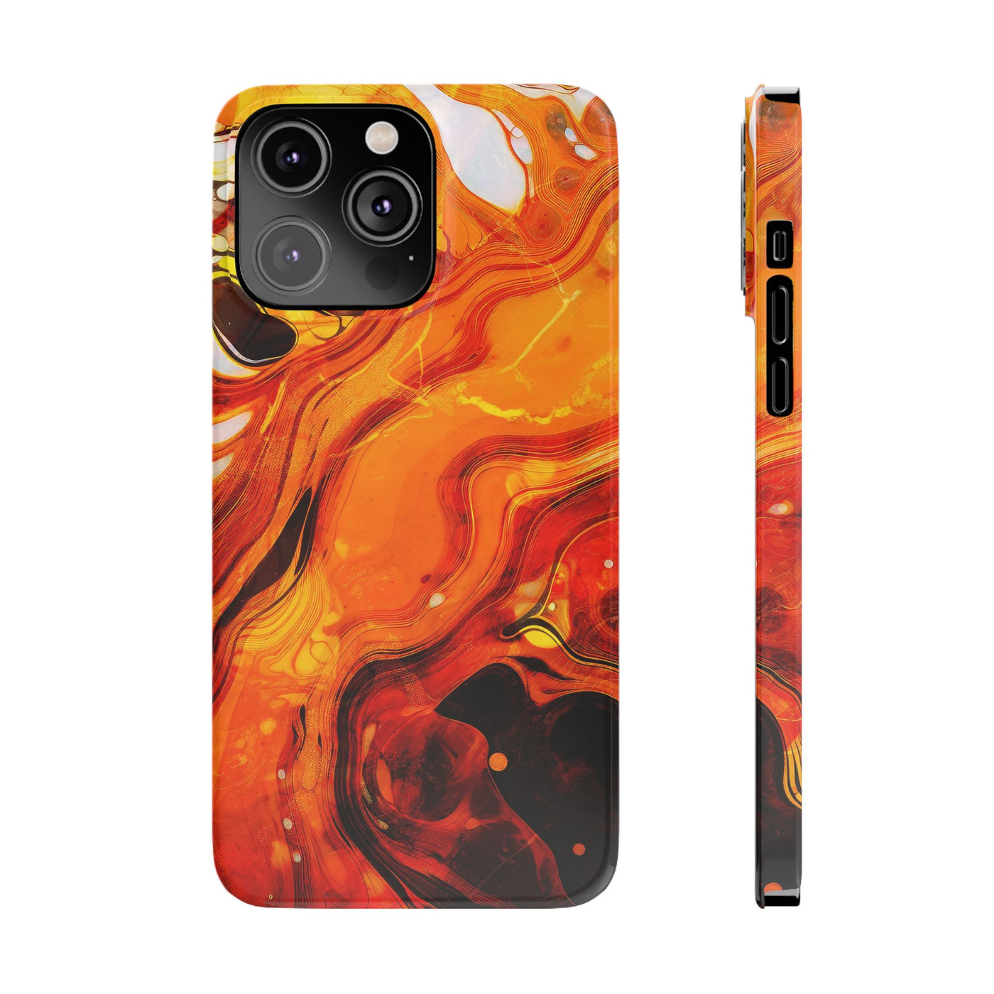 Slim Cute Phone Cases for Iphone - | iPhone 15 Case | iPhone 15 Pro Max Case, Iphone 14 Case, Iphone 14 Pro Max, Iphone 13, Marble Orange Yellow