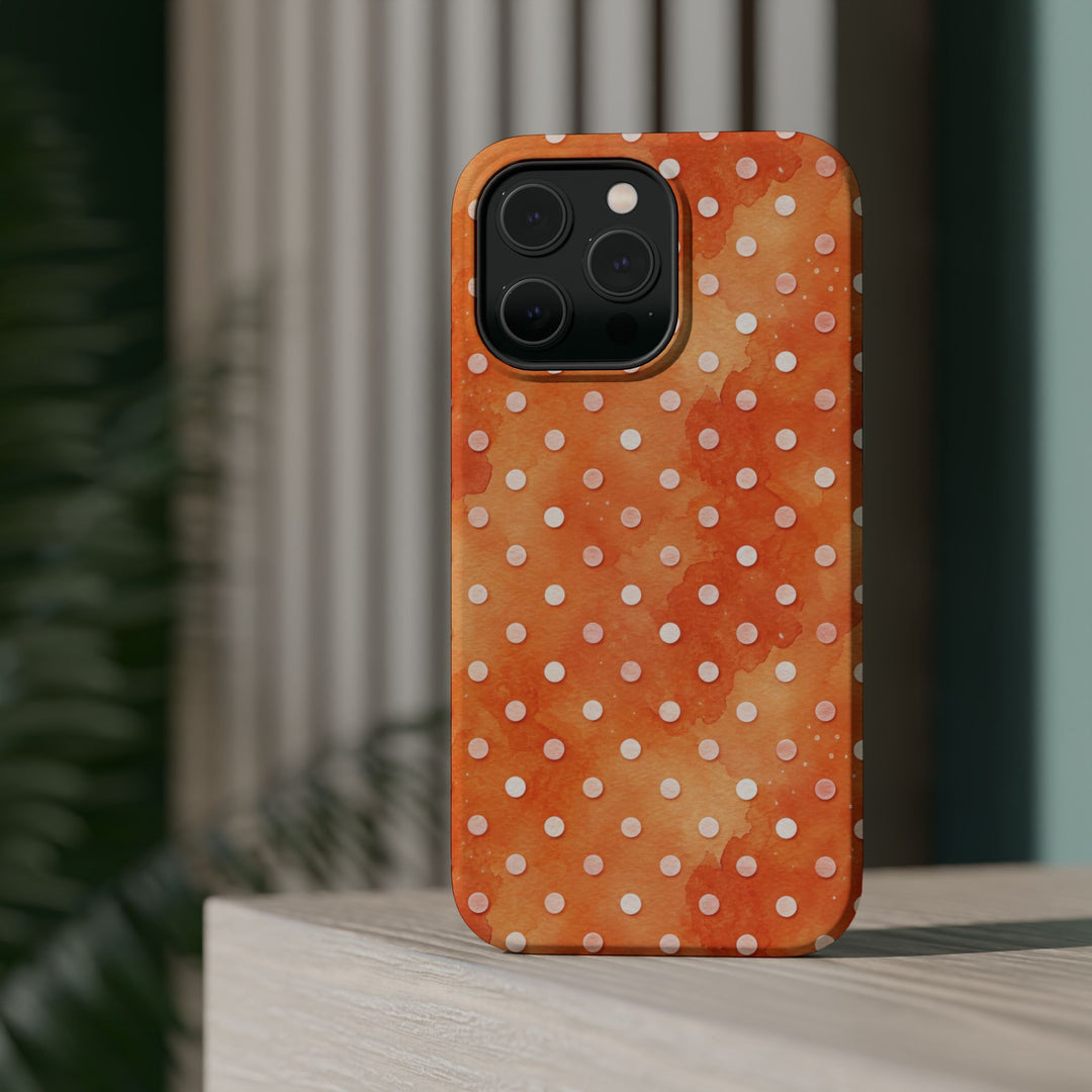 Aesthetic Tough Magsafe Orange Polka Dots Phone Case - For iPhone 17 Pro Max iPhone 16 Pro iPhone 15 Iphone 14 Plus 13 Pro 12 11 10 XR - Studio40ParkLane