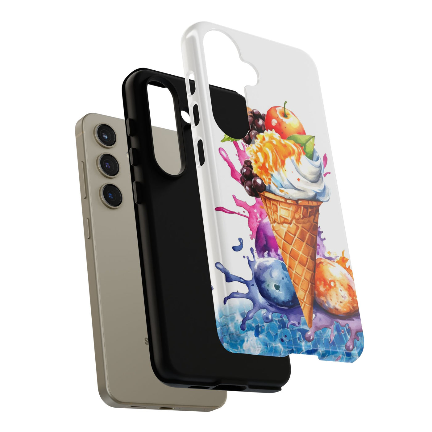 Impact Resistant, Summer Ice Cream Cone, Cute Phone Cases for Samsung S24, S23, S22, S21, IPhone 15 pro Iphone 14 pro Iphone 13 IPhone 12 Iphone 11