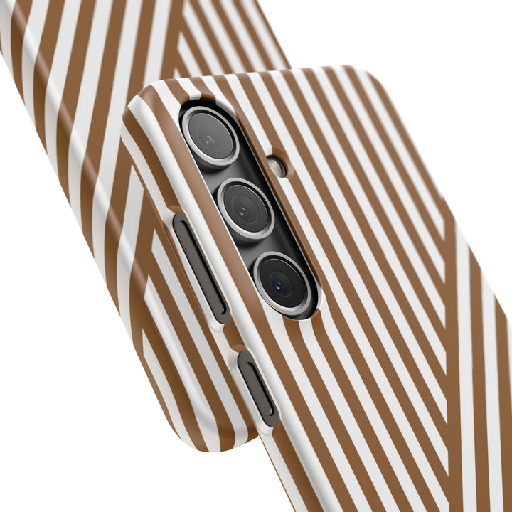 Aesthetic Mocha Brown Stripes Cute Phone Case Sleek Snap - For iPhone 17 Pro Max iPhone 16 Pro iPhone 15 Iphone 14 Plus 13 Pro 12 11 10 Gift - Studio40ParkLane