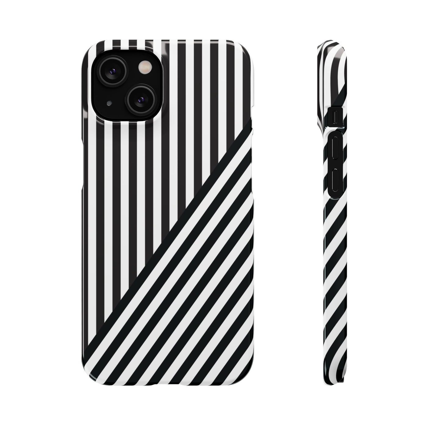 Aesthetic Black White Stripes Cute Phone Case Sleek Snap - For iPhone 17 Pro Max iPhone 16 Pro iPhone 15 Iphone 14 Plus 13 Pro 12 11 10 Gift - Studio40ParkLane