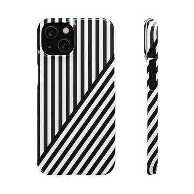 Aesthetic Black White Stripes Cute Phone Case Sleek Snap - For iPhone 17 Pro Max iPhone 16 Pro iPhone 15 Iphone 14 Plus 13 Pro 12 11 10 Gift - Studio40ParkLane