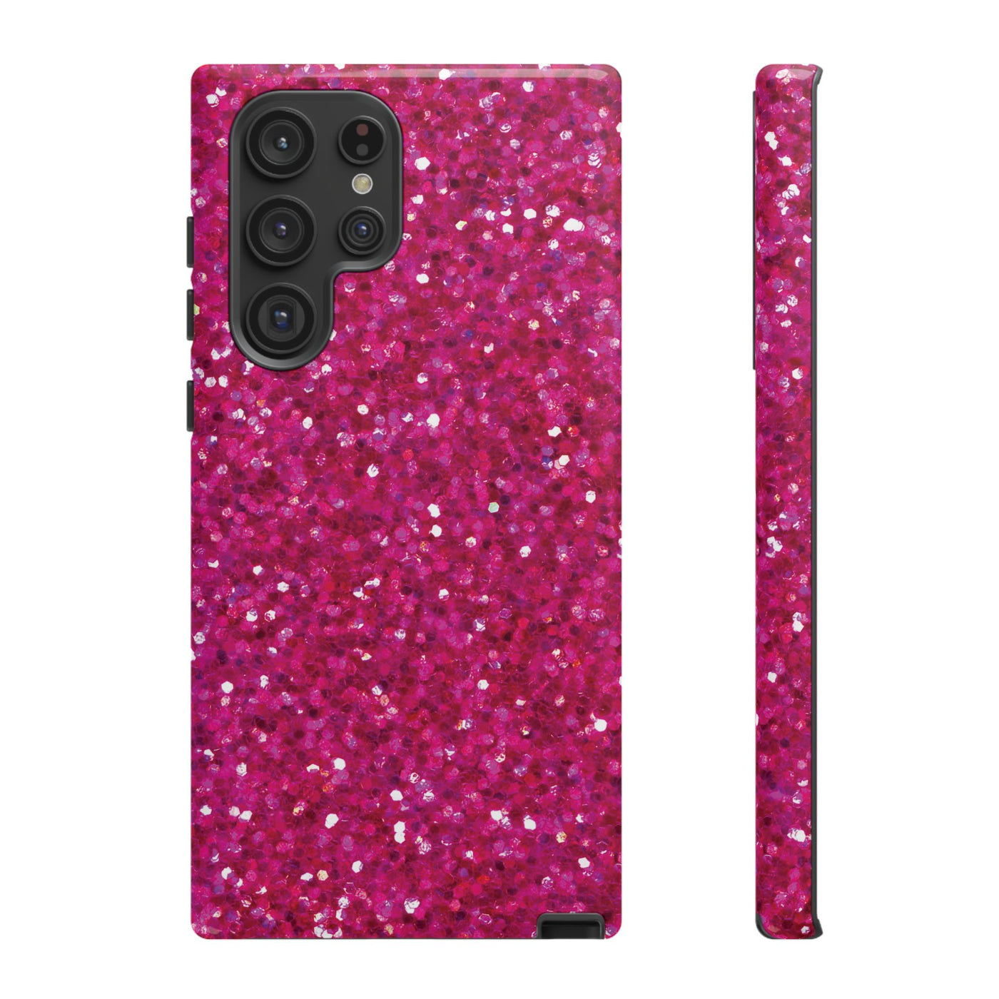 Faux Muted Pink Play on Glitter Effect Cute Phone Case, for IPhone 16 pro Max | Iphone 15, Iphone 14, IPhone 13 Case, 11 8 7, Samsung Galaxy S24, S23, S22, S21, 2 Layer Protection