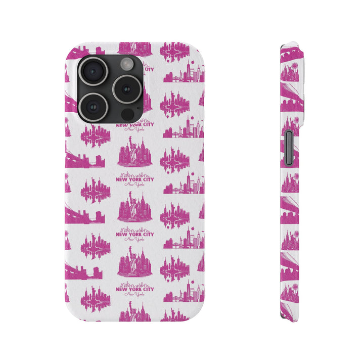 Slim New York Skyline Pink Collage Coquette Gift for Her Cute Phone Cases for Iphone 16 Pro Max | iPhone 15 Case | iPhone 15 Pro Max Case, Iphone 14, Iphone 14 Pro Max, Iphone 13 12 11 8 7 - Studio40ParkLane