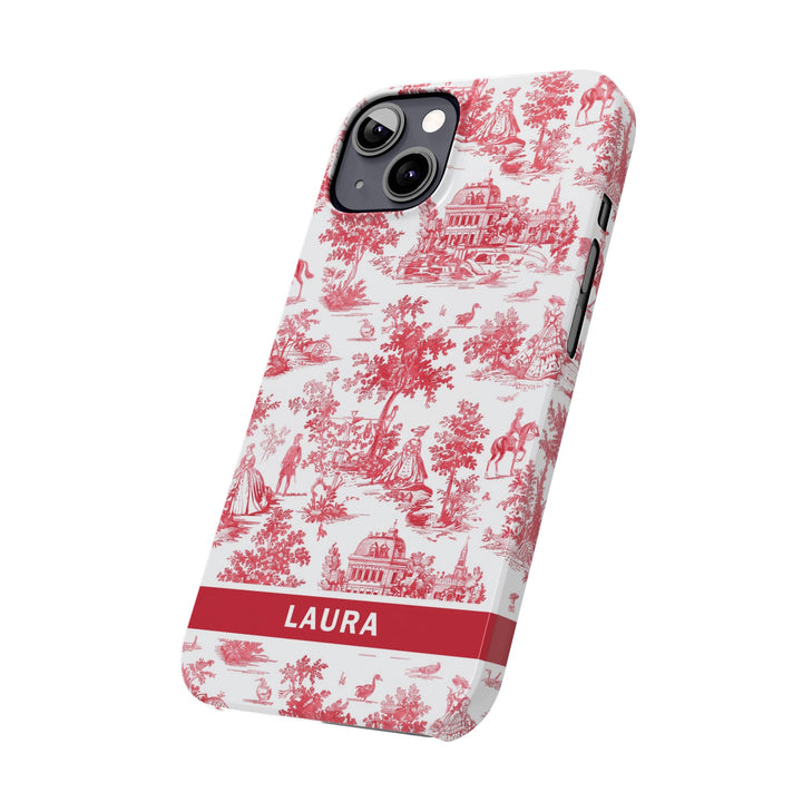 Slim French Toile Personalized Initial Custom Gift for Her Cute Phone Cases for Iphone 16 Pro Max | iPhone 15 Case | iPhone 15 Pro Max Case, Iphone 14, 13, 12, 11, 10, 8, 7 - Studio40ParkLane