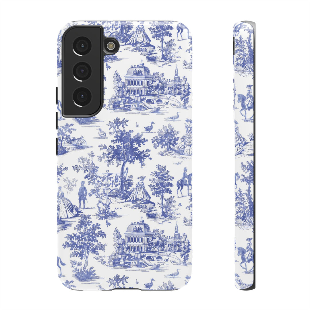 French Toile Blue Coquette Tough Phone Case - For iPhone 17 Pro Max iPhone 16 Pro Case iPhone Iphone 15 Case 14 13 12 11 Cute Phone Case - Studio40ParkLane