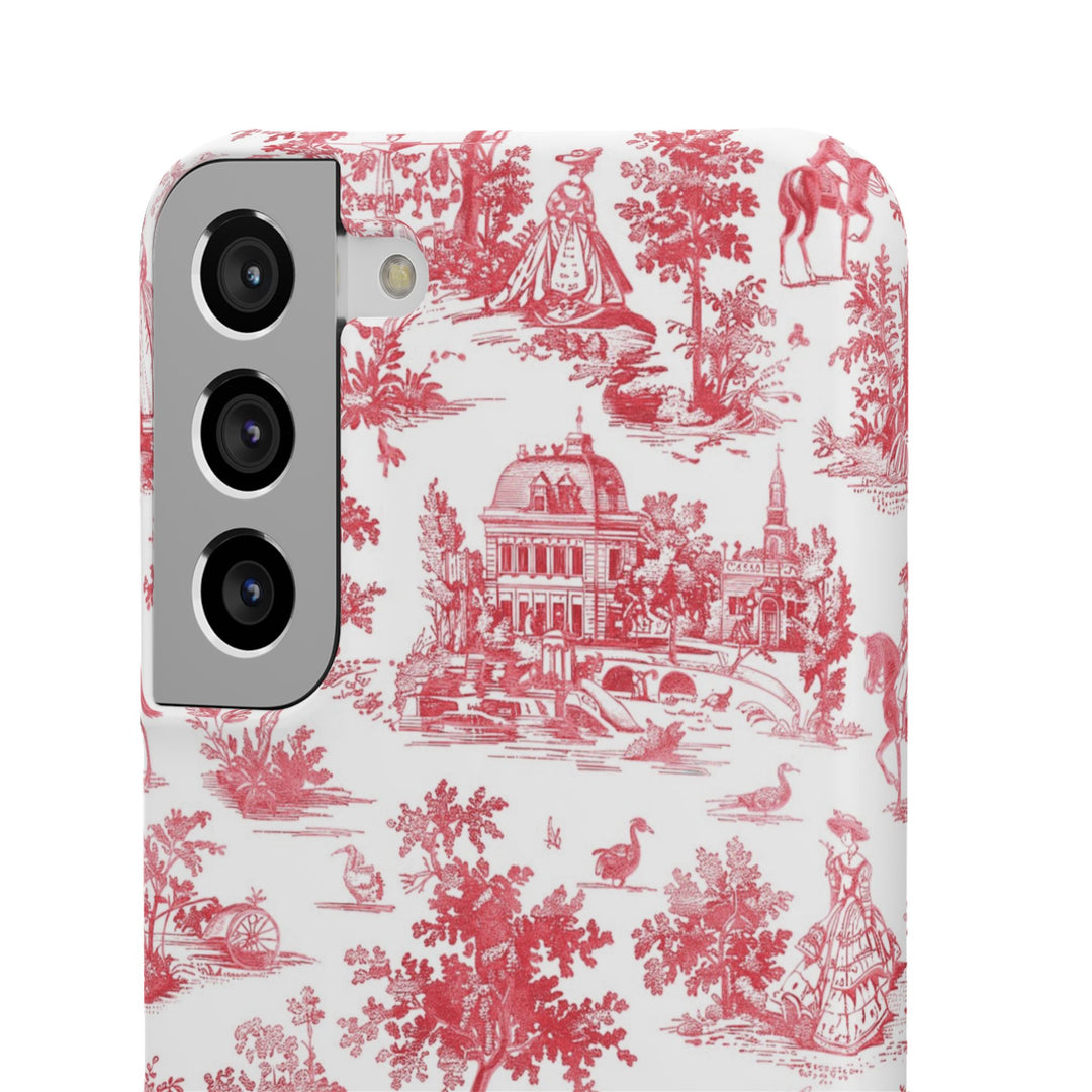 Snap French Toile Personalized Initial Custom Gift for Her Cute Phone Cases for Samsung S24, S23, S22, S21, S20, Plus and Ultra and Iphone, 16, 15, 14, 13, 12, 11. 10 - Studio40ParkLane