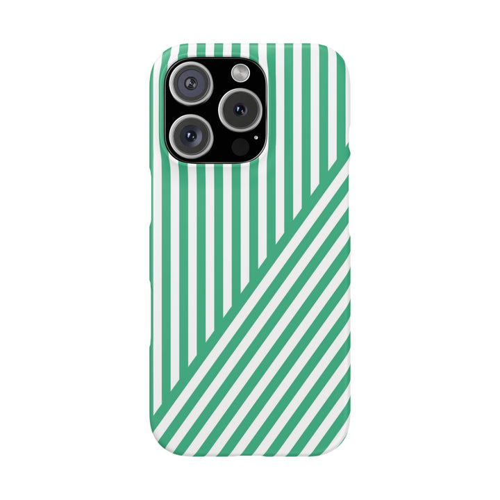 Aesthetic Emerald Stripes Cute Phone Case Sleek Snap - For iPhone 17 Pro Max iPhone 16 Pro iPhone 15 Iphone 14 Plus 13 Pro 12 11 10 Gift