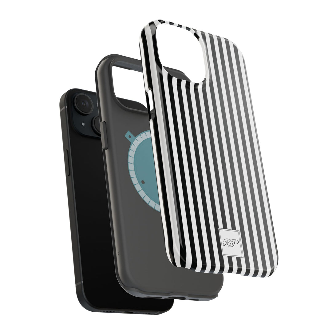 Custom Personalized Black White Striped Magsafe Phone Case for Iphone 17 - | iPhone 16 Pro Max Case | iPhone 15 Case Iphone 14 13 12 11 10 - Studio40ParkLane