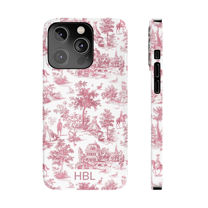 Slim Personalized Slim Pink Vintage French Toile Cute Phone Cases for Iphone 16 Pro Max | iPhone 15 Case | iPhone 15 Pro Max Case, Iphone 14, Iphone 14 Pro Max, Iphone 13 12 11 8 7 - Studio40ParkLane