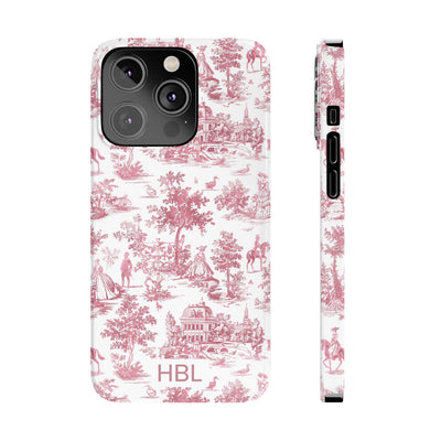 Slim Personalized Slim Pink Vintage French Toile Cute Phone Cases for Iphone 16 Pro Max | iPhone 15 Case | iPhone 15 Pro Max Case, Iphone 14, Iphone 14 Pro Max, Iphone 13 12 11 8 7