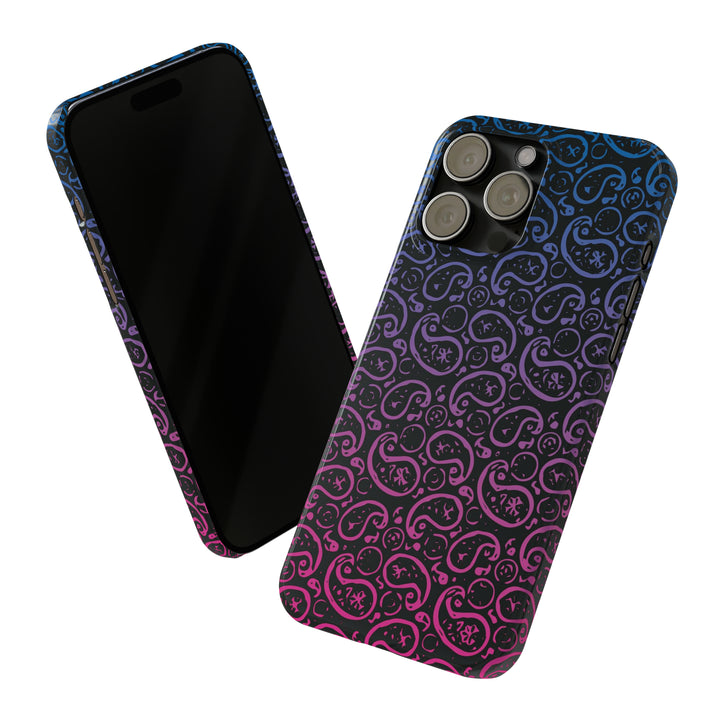 Slim Cute Phone Cases for Iphone - | iPhone 15 Case | iPhone 15 Pro Max Case, Iphone 14 Case, Iphone 14 Pro Max, Iphone 13, Paisley Blue Pink Black - Studio40ParkLane