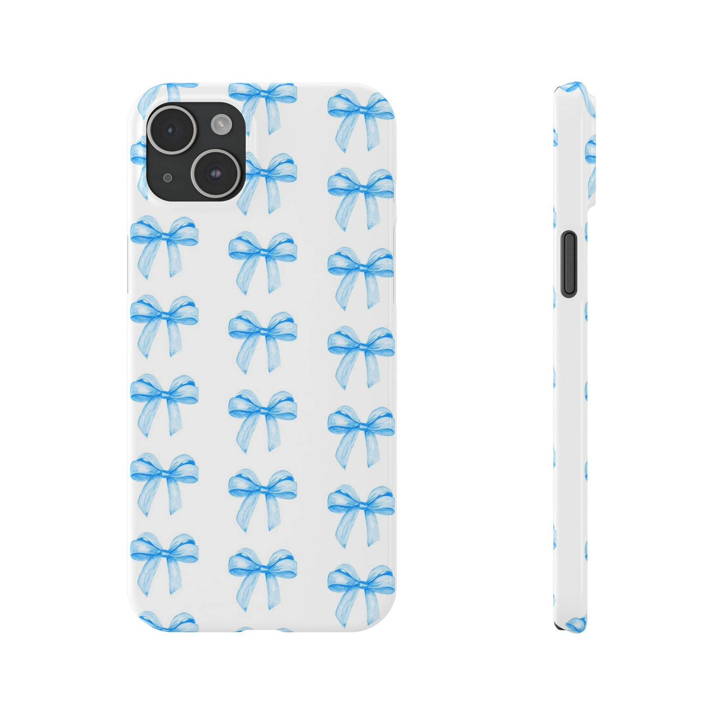 Slim Blue Bows Cute Phone Cases for Iphone 16 Pro Max | iPhone 15 Case | iPhone 15 Pro Max Case, Iphone 14, Iphone 14 Pro Max, Iphone 13 12 11 8 7