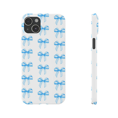 Slim Blue Bows Cute Phone Cases for Iphone 16 Pro Max | iPhone 15 Case | iPhone 15 Pro Max Case, Iphone 14, Iphone 14 Pro Max, Iphone 13 12 11 8 7