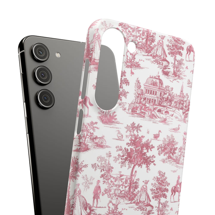 Sleek Snap Pink French Toile Cute Phone Case for iPhone 16 15 14 13 12 11 X Xs Max Xr Pro Plus Samsung Galaxy S24 S23 S22 S21 S20 Note Ultra