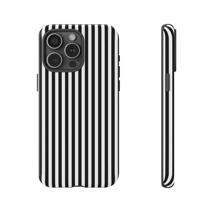 Tough Premium Black White Stripes Phone Case Gift for Her - For Apple iPhone 16 Pro Max 16e iPhone 15 Pro iPhone Iphone 14 Plus 13 Pro 12 SE XR - Studio40ParkLane