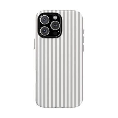 Tough Premium Ash Grey Stripes Phone Case Gift for Her - For Apple iPhone 16 Pro Max 16e iPhone 15 Pro iPhone Iphone 14 Plus 13 Pro 12 SE XR - Studio40ParkLane