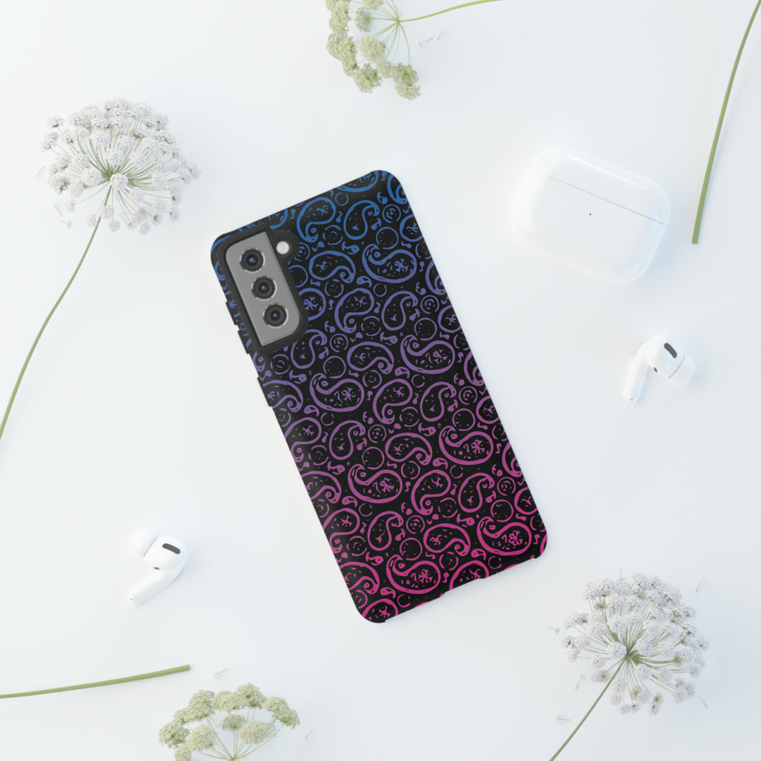 Cool Phone Case | Aesthetic Phone Case | Paisley Blue Pink Black | For Samsung Galaxy S23, S22, S21, S20 | Luxury Double Layer | Cute - Studio40ParkLane