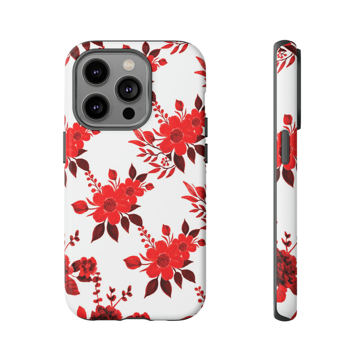 Cute IPhone Case | Red White Flowers, iPhone 15 Case | iPhone 15 Pro Case, Iphone 14 Case, Iphone 14 Pro Max Case, Protective Iphone Case - Studio40ParkLane