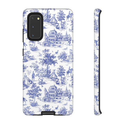 Premium Tough Blue French Toile Gift for Her Cute Phone Cases for Samsung and Iphone, 16, 15, 14, S24, S23, S22, S21, S20, Plus, Ultra, Pro