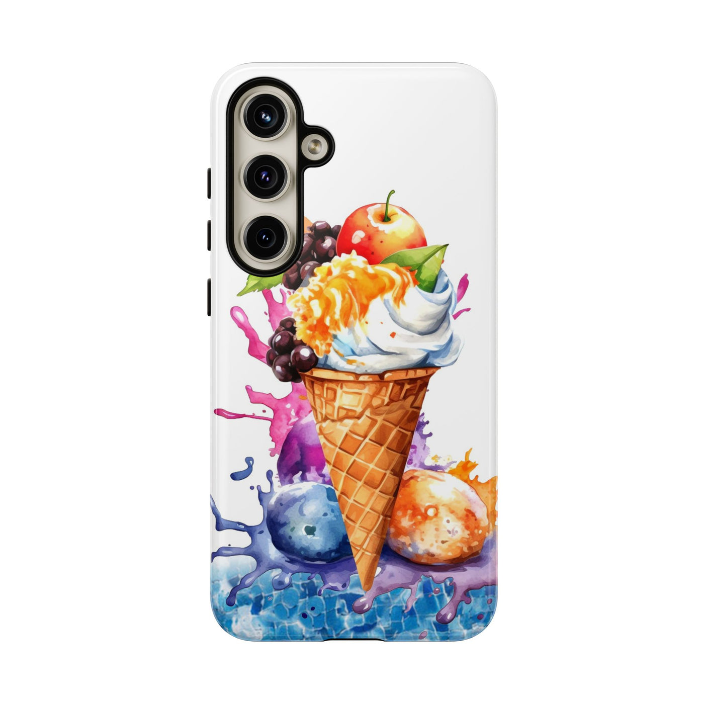 Impact Resistant, Summer Ice Cream Cone, Cute Phone Cases for Samsung S24, S23, S22, S21, IPhone 15 pro Iphone 14 pro Iphone 13 IPhone 12 Iphone 11