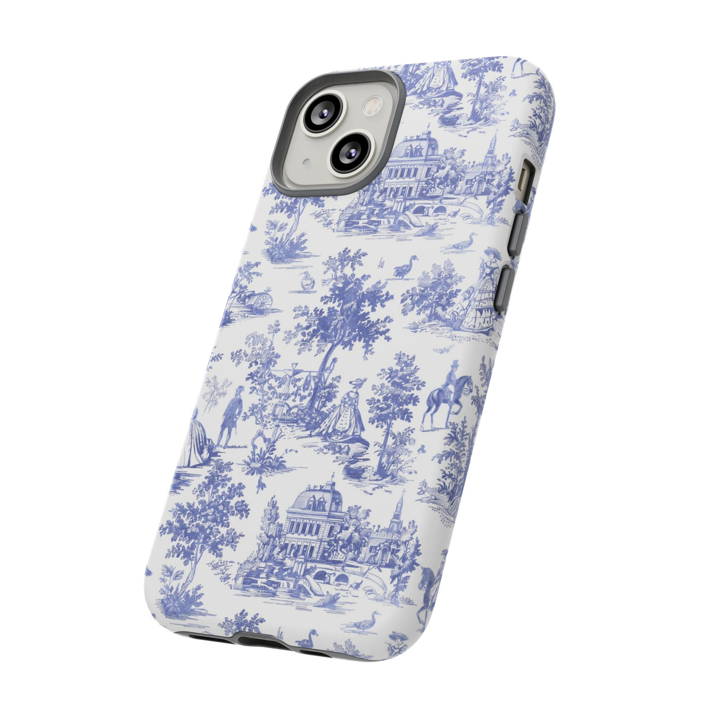 Premium Tough Blue French Toile Gift for Her Cute Phone Cases for Samsung and Iphone, 16, 15, 14, S24, S23, S22, S21, S20, Plus, Ultra, Pro