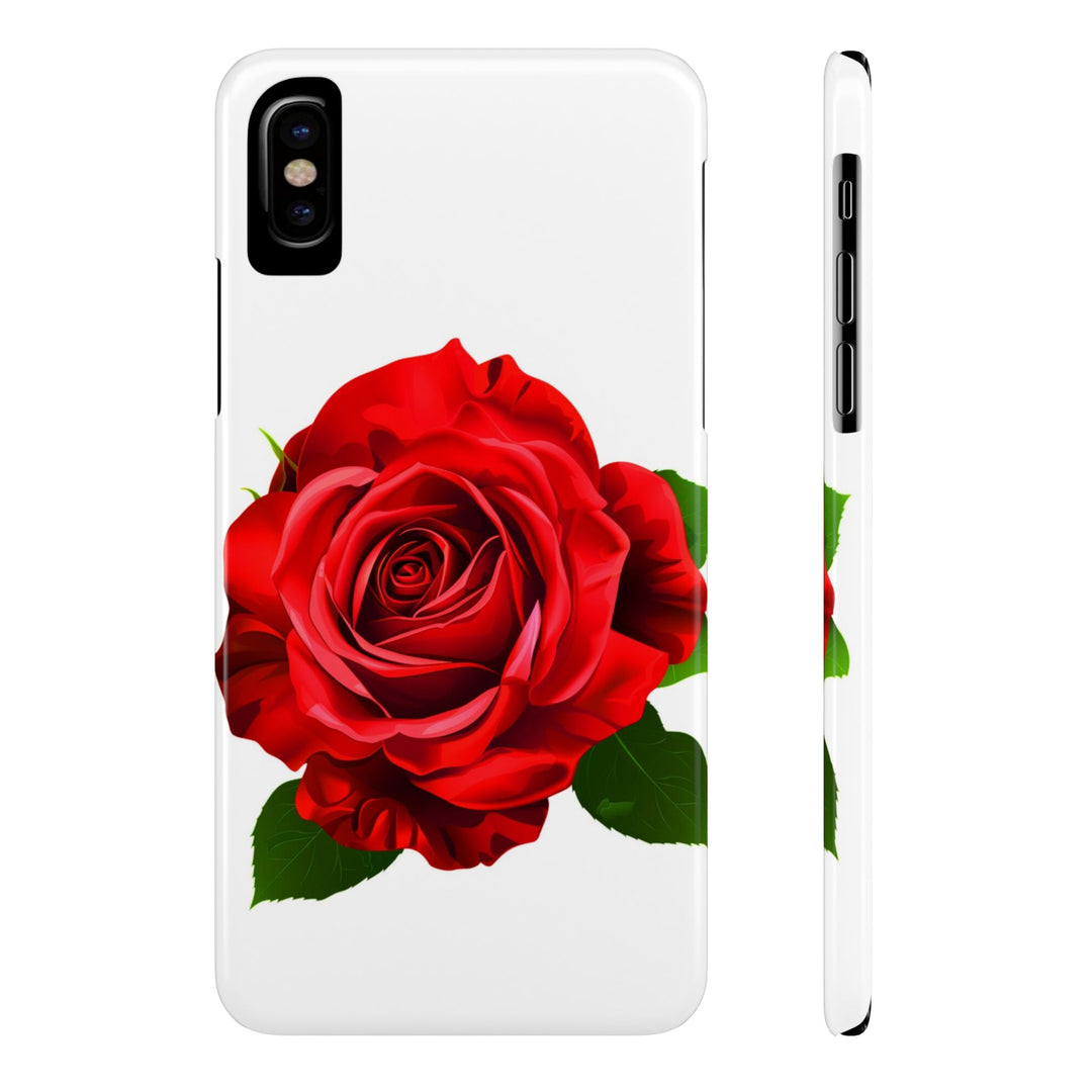 Slim Red Rose Flowers Gift for Her Cute Phone Cases for Iphone 16 Pro Max | iPhone 15 Case | iPhone 15 Pro Max Case, Iphone 14, Iphone 14 Pro Max, Iphone 13 12 11 8 7 - Studio40ParkLane