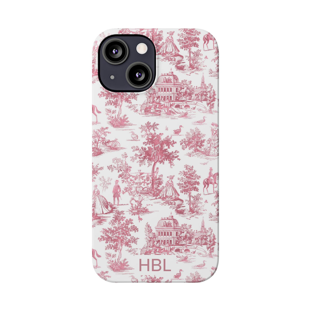 Slim Personalized Slim Pink Vintage French Toile Cute Phone Cases for Iphone 16 Pro Max | iPhone 15 Case | iPhone 15 Pro Max Case, Iphone 14, Iphone 14 Pro Max, Iphone 13 12 11 8 7 - Studio40ParkLane