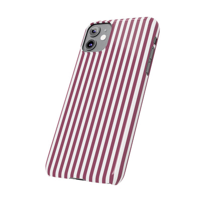 Slim Claret Red Striped Cute Phone Case for Iphone 16 - | iPhone 15 Pro Max Case | iPhone 14 Case Iphone 13 12 11 10 9 8 7 XS X Gift for Her - Studio40ParkLane
