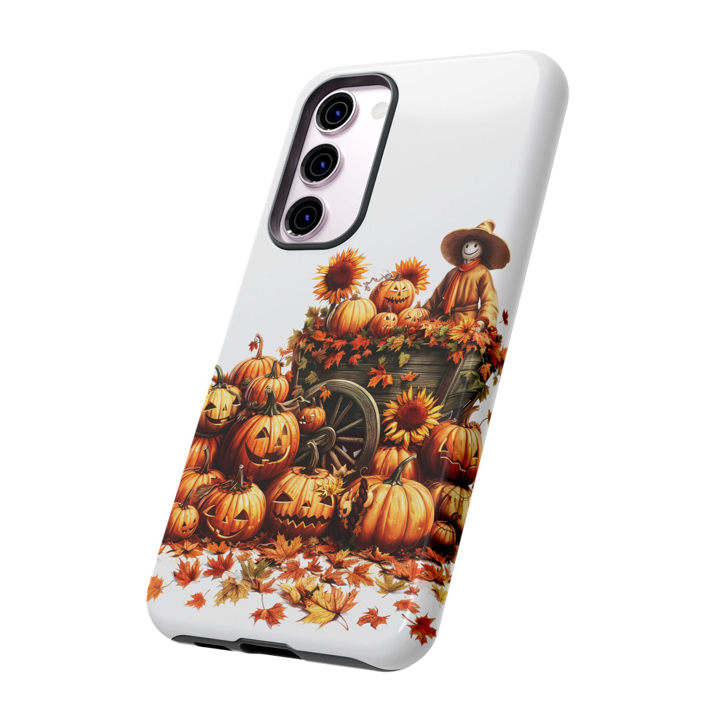 Impact Resistant, Fall Leaves Scarecrow, Cute Phone Cases for Samsung S24, S23, S22, S21, IPhone 15 pro Iphone 14 pro Iphone 13 IPhone 12 Iphone 11