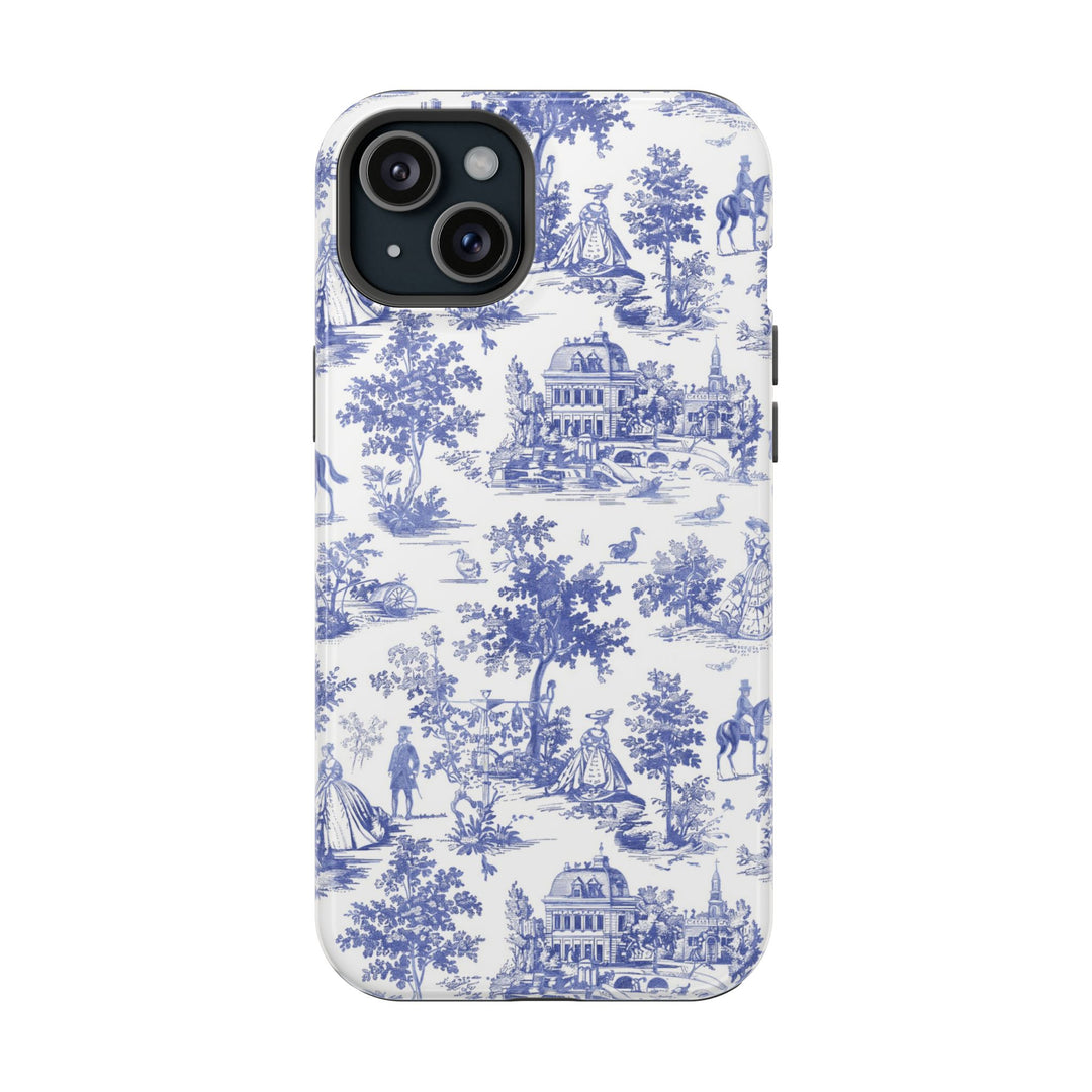 Blue Toile Magnetic Impact-Resistant Cute Phone Case for Iphone 16, iPhone 15 Pro Max Plus 14, 13, 12, 11 Gift for her - Studio40ParkLane