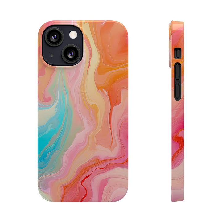 Slim Blue Pink Orange Marbled Cute Phone Cases for Iphone 16 Pro Max | iPhone 15 Case | iPhone 15 Pro Max Case, Iphone 14, Iphone 14 Pro Max, Iphone 13 12 11 8 7 - Studio40ParkLane