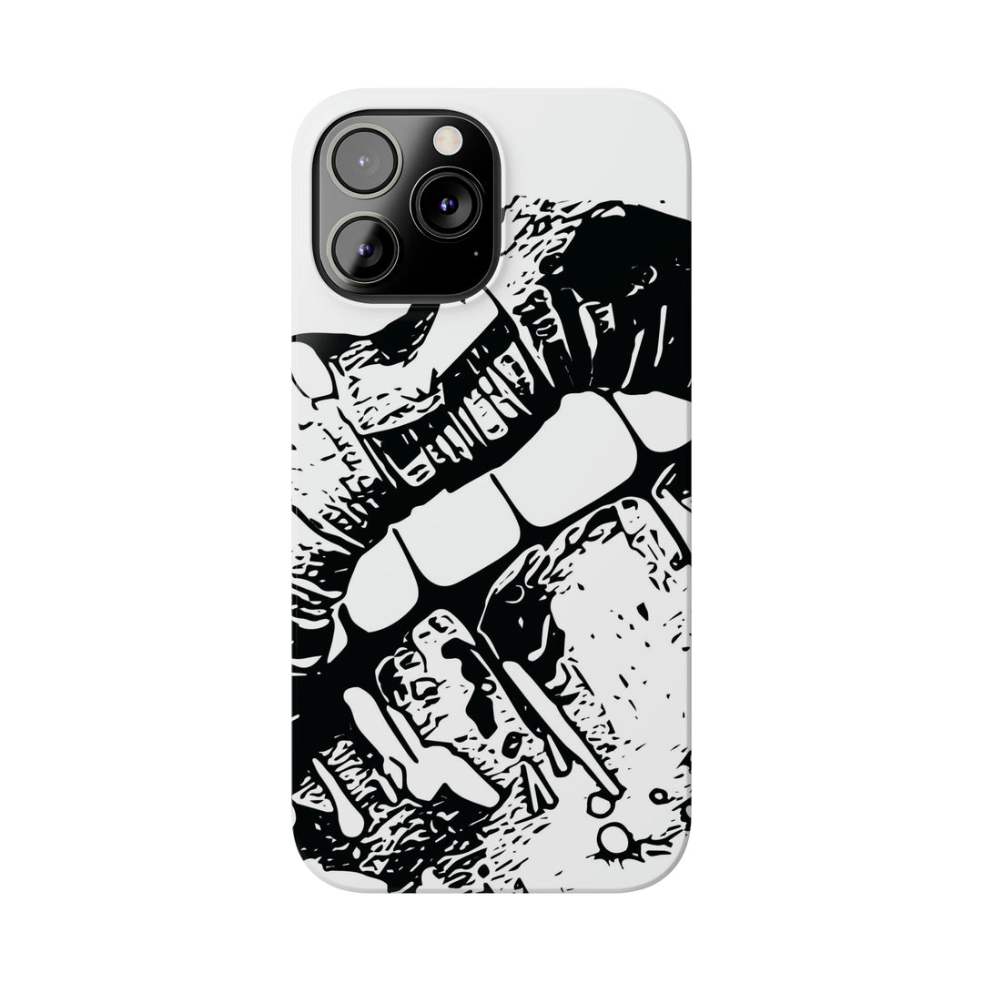 Slim Cute Phone Cases for Iphone - | iPhone 15 Case | iPhone 15 Pro Max Case, Iphone 14 Case, Iphone 14 Pro Max, Iphone 13, Smile Lips Black and White - Studio40ParkLane