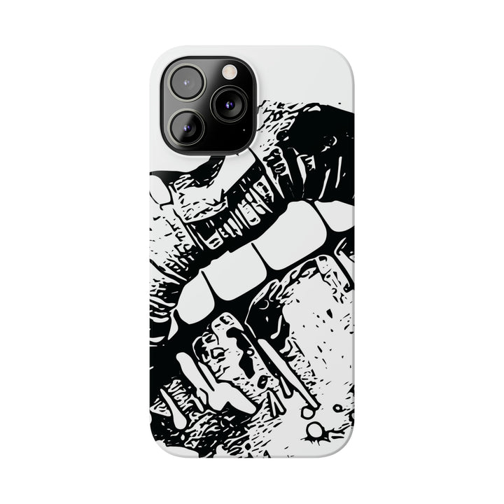 Slim Cute Phone Cases for Iphone - | iPhone 15 Case | iPhone 15 Pro Max Case, Iphone 14 Case, Iphone 14 Pro Max, Iphone 13, Smile Lips Black and White - Studio40ParkLane