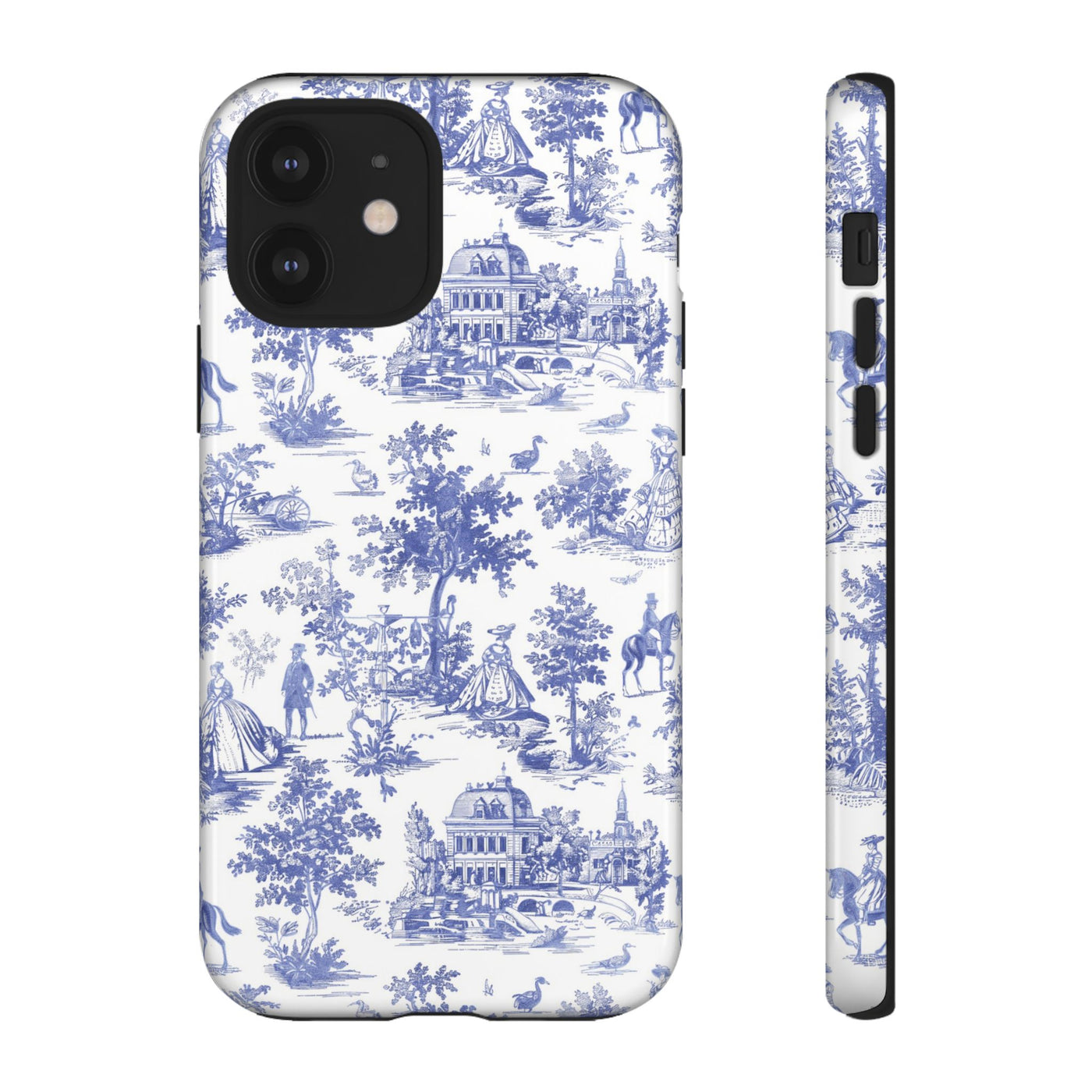 Premium Tough Blue French Toile Gift for Her Cute Phone Cases for Samsung and Iphone, 16, 15, 14, S24, S23, S22, S21, S20, Plus, Ultra, Pro